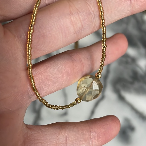 citrine gemstone necklace seed beads necklace - Picture 4 of 16